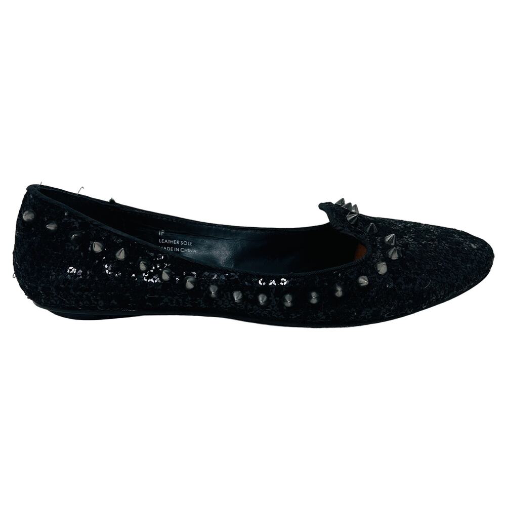 ASH Studded Flats Casual Shoe Black Micro Sequin Slip On - 37.5